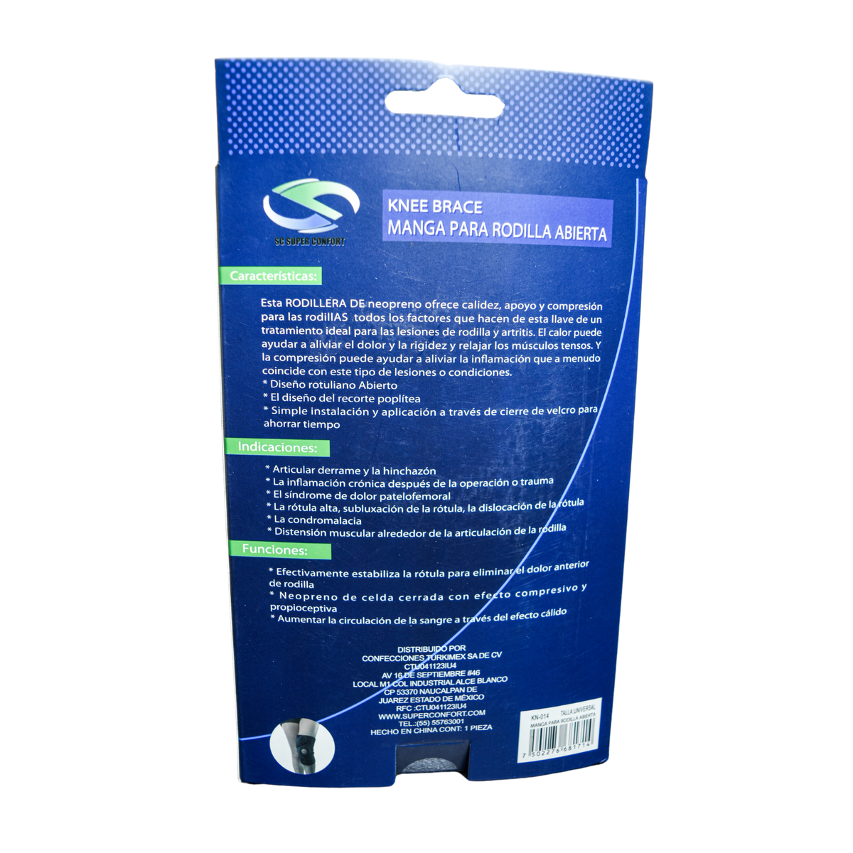 Rodillera abierta corta con centraje de rótula Super Confort KN-014