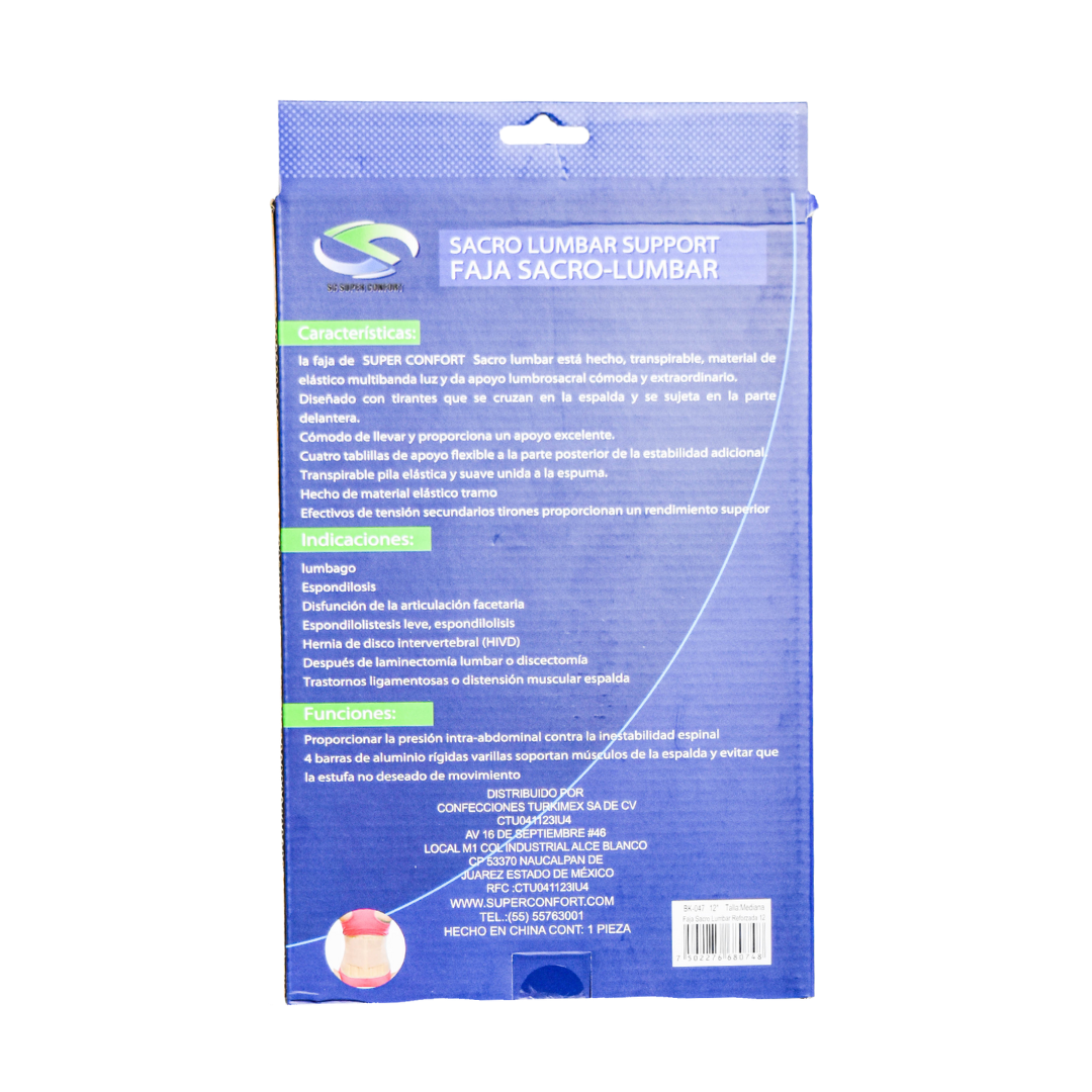 Faja sacrolumbar 12" Super Confort BK-047