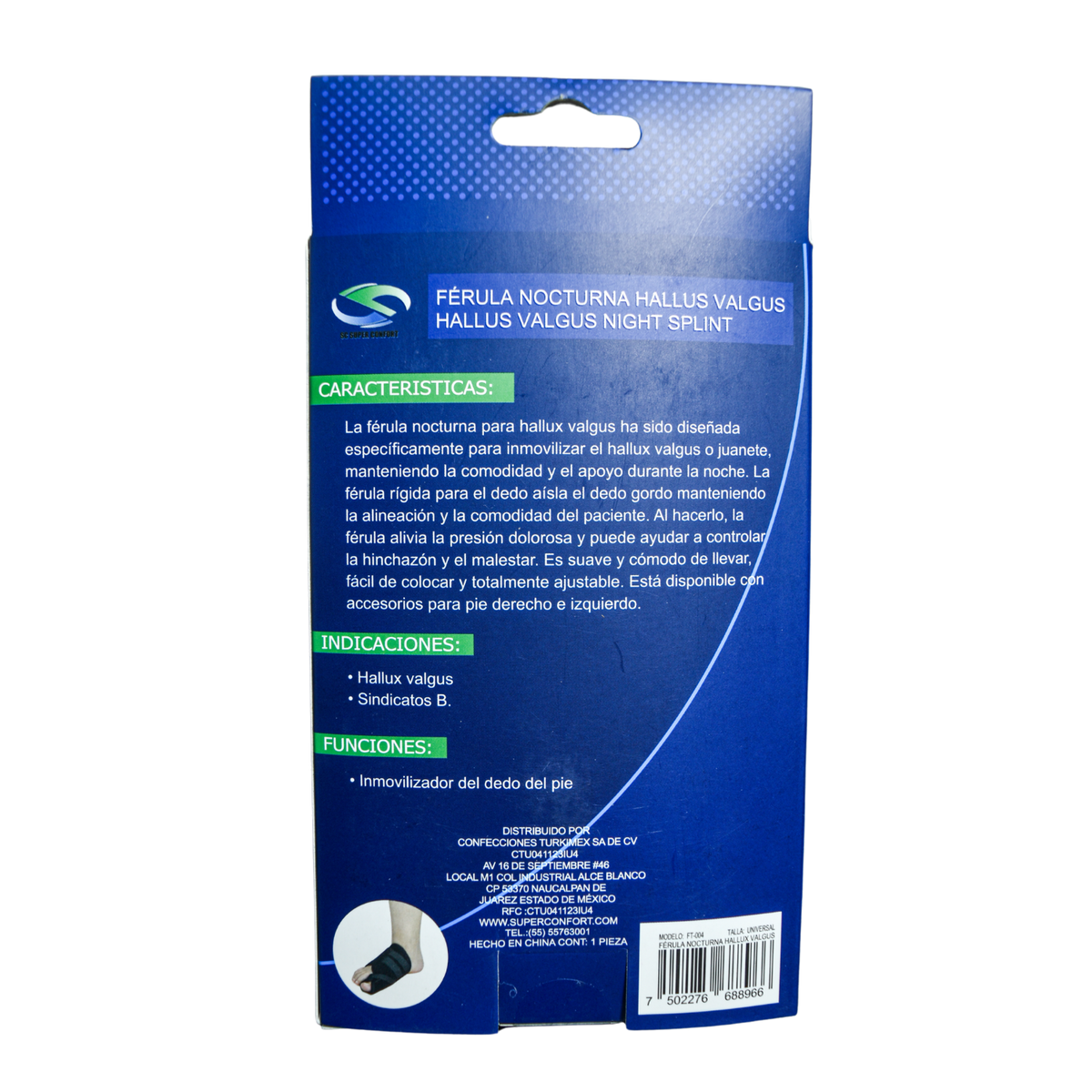 Protector férula nocturna para hallux valgus Super Confort FT-004