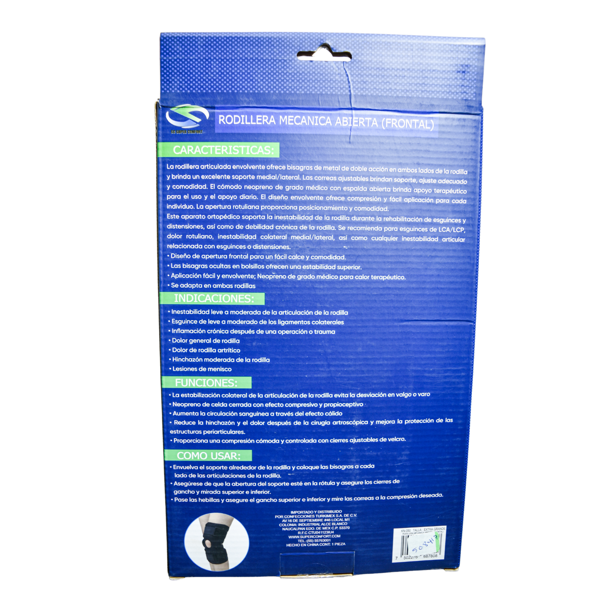 Rodillera mecánica frontal extra grande Super Confort KN-050
