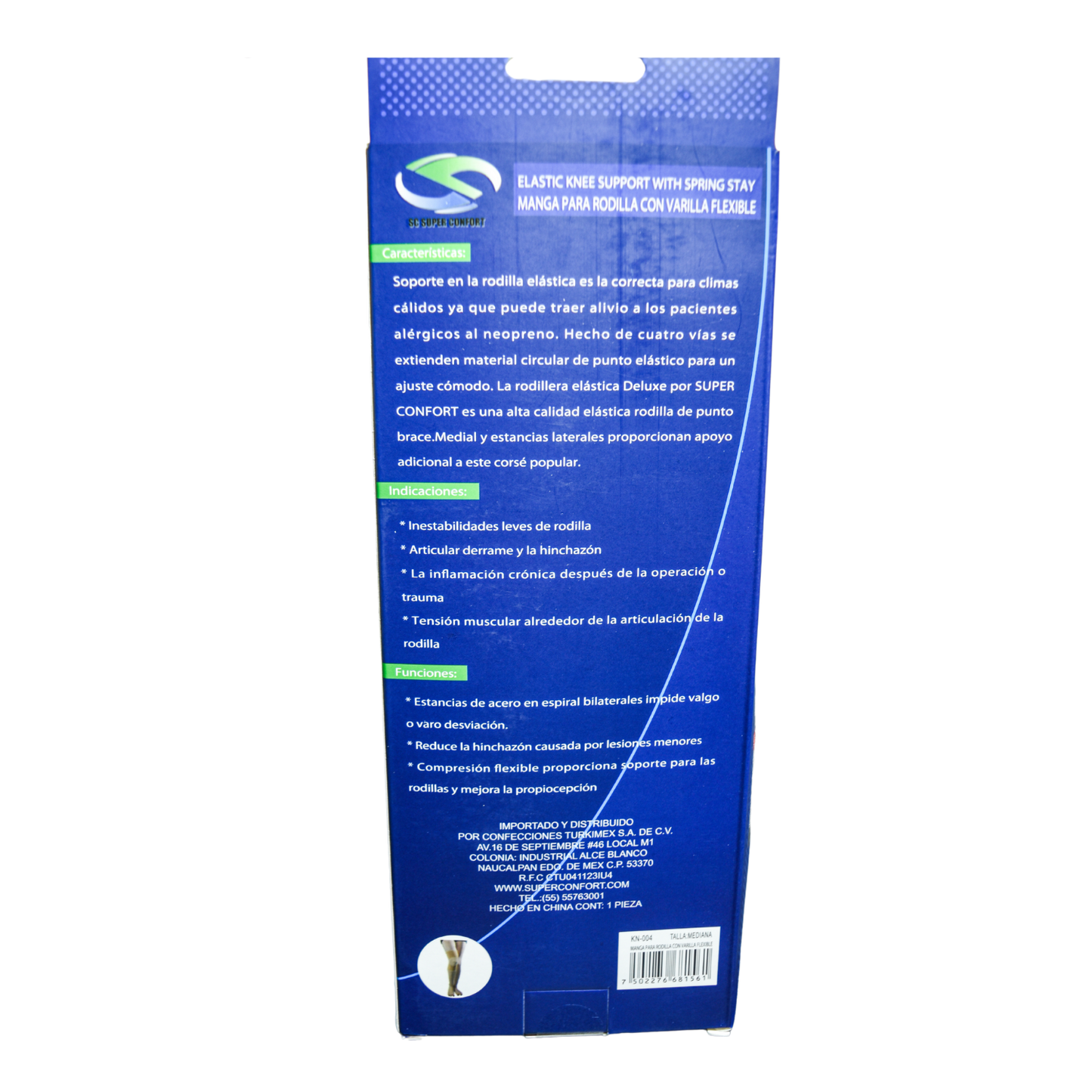 Manga para rodilla con varillas flexibles KN-004 SUPER CONFORT