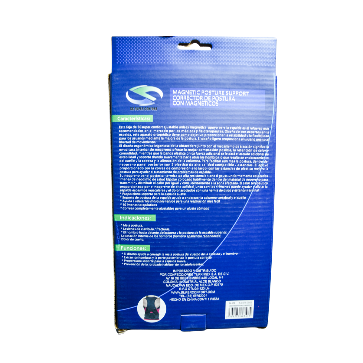 Corrector de postura con magnetos Super Confort BK-078