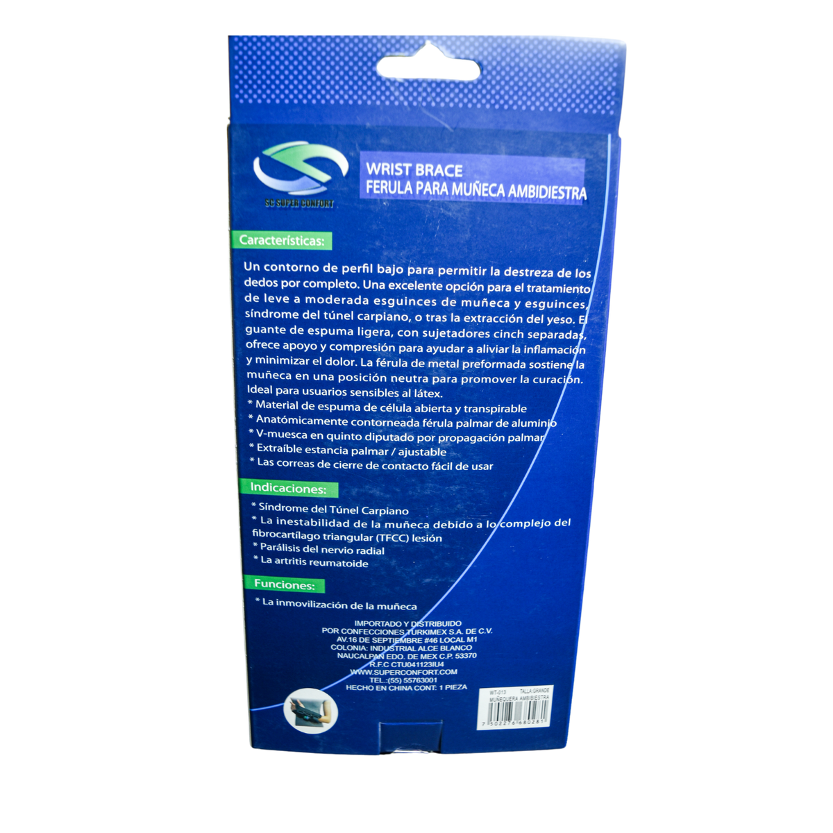 Muñequera con varilla ambidiestra Super Confort WT013